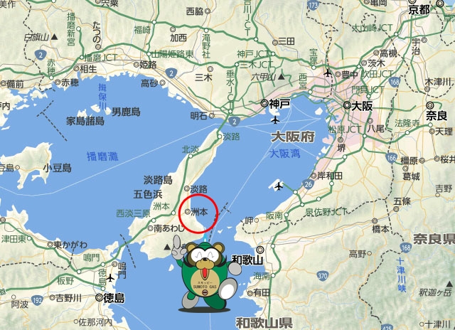 洲本ガス地図(関西地域）